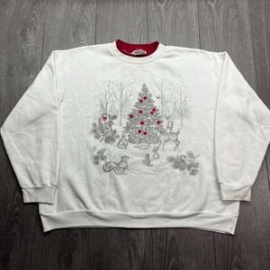 Vintage Christmas Nature 1990s Cute Lightweight Sweatshirt Medium‎ M Grandma